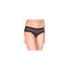 Tanga string ouvert noir maille transparente et dentelle 
